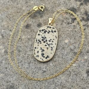 .925 Dalmatian Japer Stone Pendant Necklace